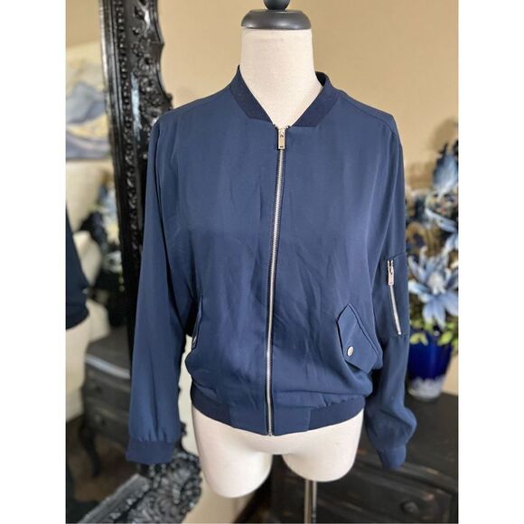Jules & Leopold Navy Blue Bomber Jacket Size XS - Picture 1 of 3